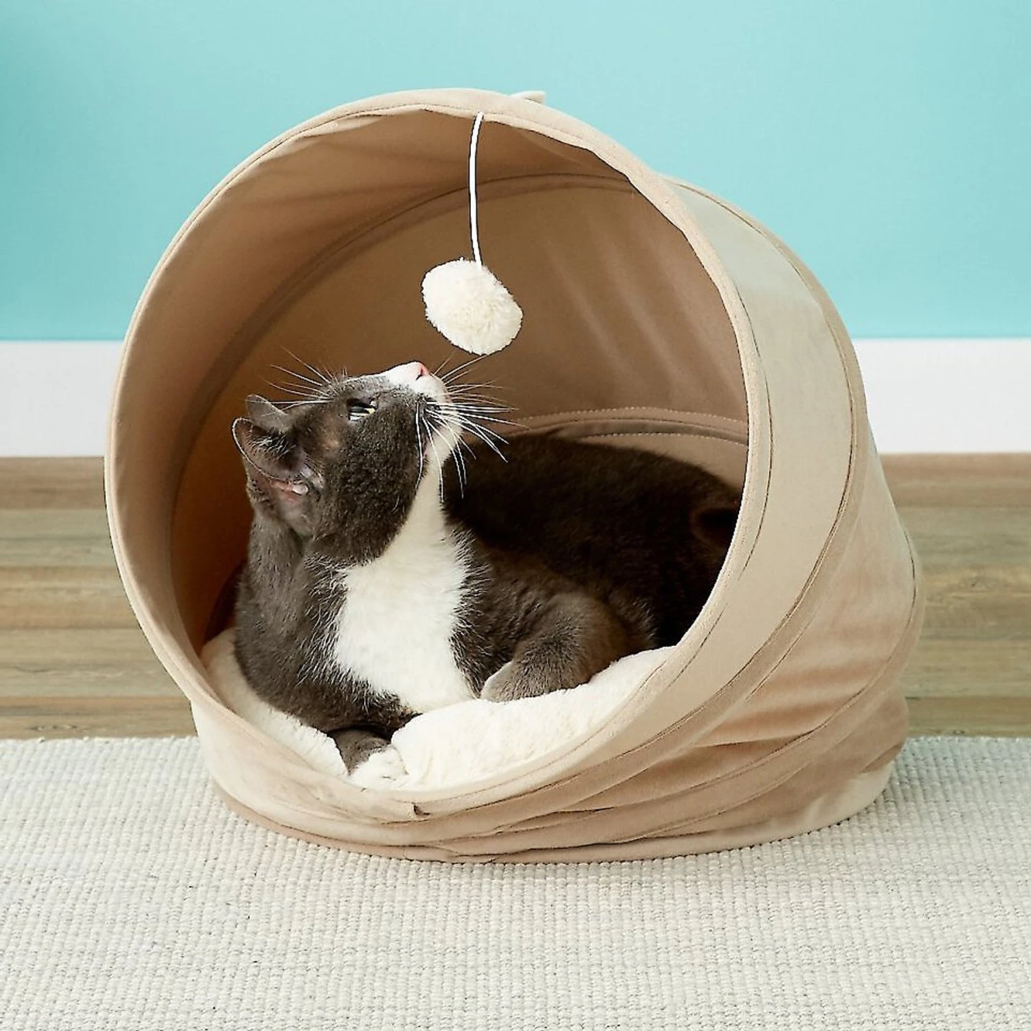 Frisco Foldable Canopy Cat Bed, Sandy Beige 1 Frisco Foldable Canopy Cat Bed, Sandy Beige