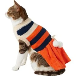 Frisco Pom Pom Bow Striped Dog & Cat Sweater Dress 9 Frisco Pom Pom Bow Striped Dog & Cat Sweater Dress -Frisco 223722 PT2. AC SS1800 V1608820386