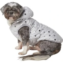 Frisco Mediumweight Silver Polka Dotted Insulated Dog & Cat Coat