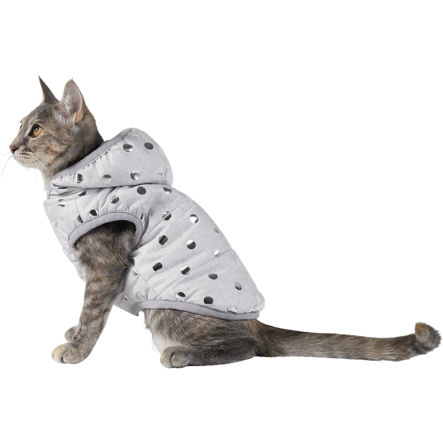 Frisco Mediumweight Silver Polka Dotted Insulated Dog & Cat Coat 3 Frisco Mediumweight Silver Polka Dotted Insulated Dog & Cat Coat - Image 3