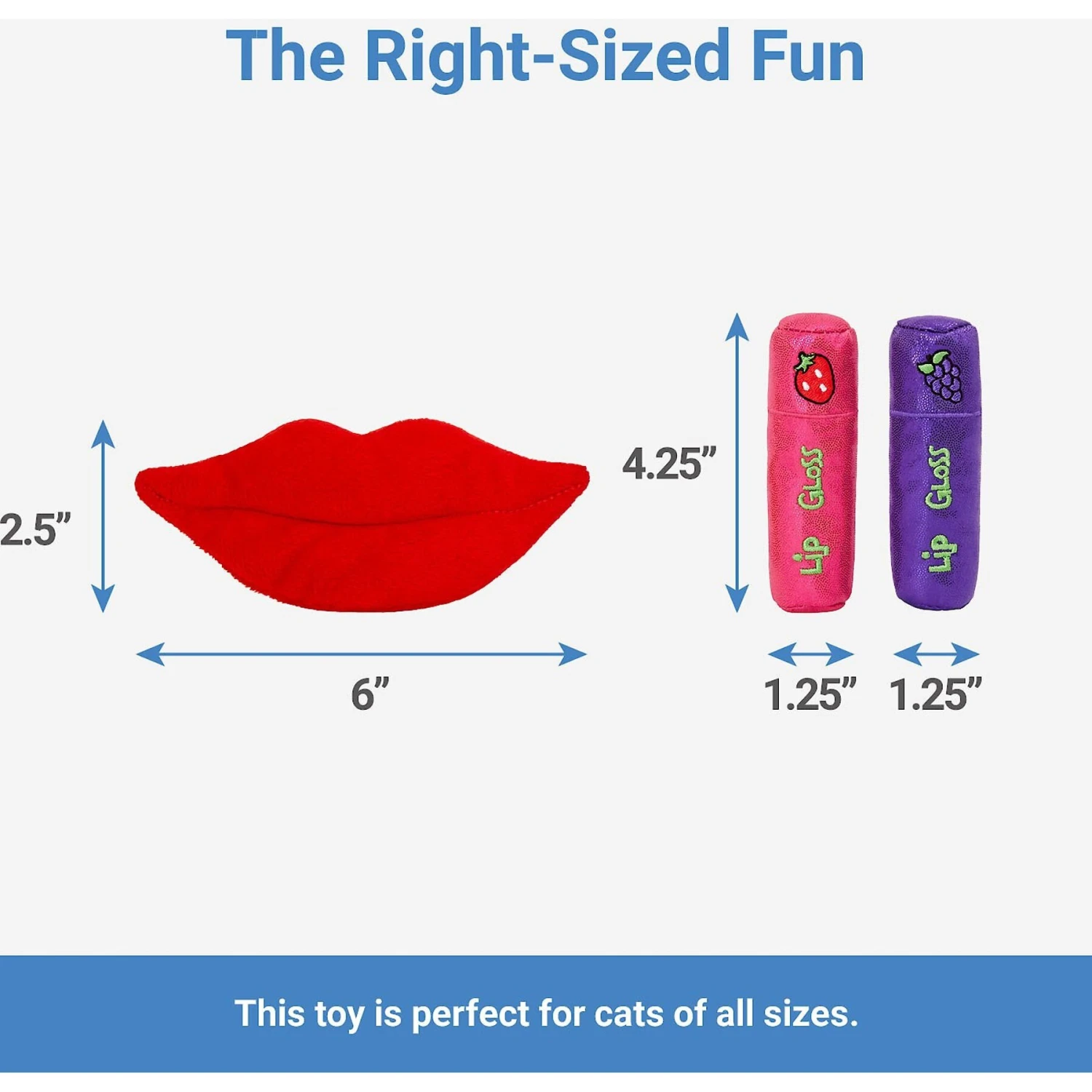 Frisco Retro Lip Gloss Plush Cat Toy With Catnip, 3 Count 2 Frisco Retro Lip Gloss Plush Cat Toy With Catnip, 3 Count - Image 2