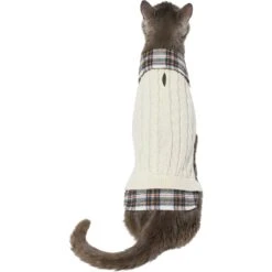 Frisco Cream Cable Knit Dog & Cat Sweater, White/Red Plaid 9 Frisco Cream Cable Knit Dog & Cat Sweater, White/Red Plaid -Frisco 268057 PT2. AC SS1800 V1628740011