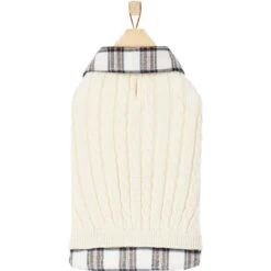 Frisco Cream Cable Knit Dog & Cat Sweater, White/Red Plaid 10 Frisco Cream Cable Knit Dog & Cat Sweater, White/Red Plaid -Frisco 268057 PT4. AC SS1800 V1628740041