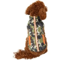 Frisco Mediumweight Camo Print Insulated Dog & Cat Zippered Coat, Green