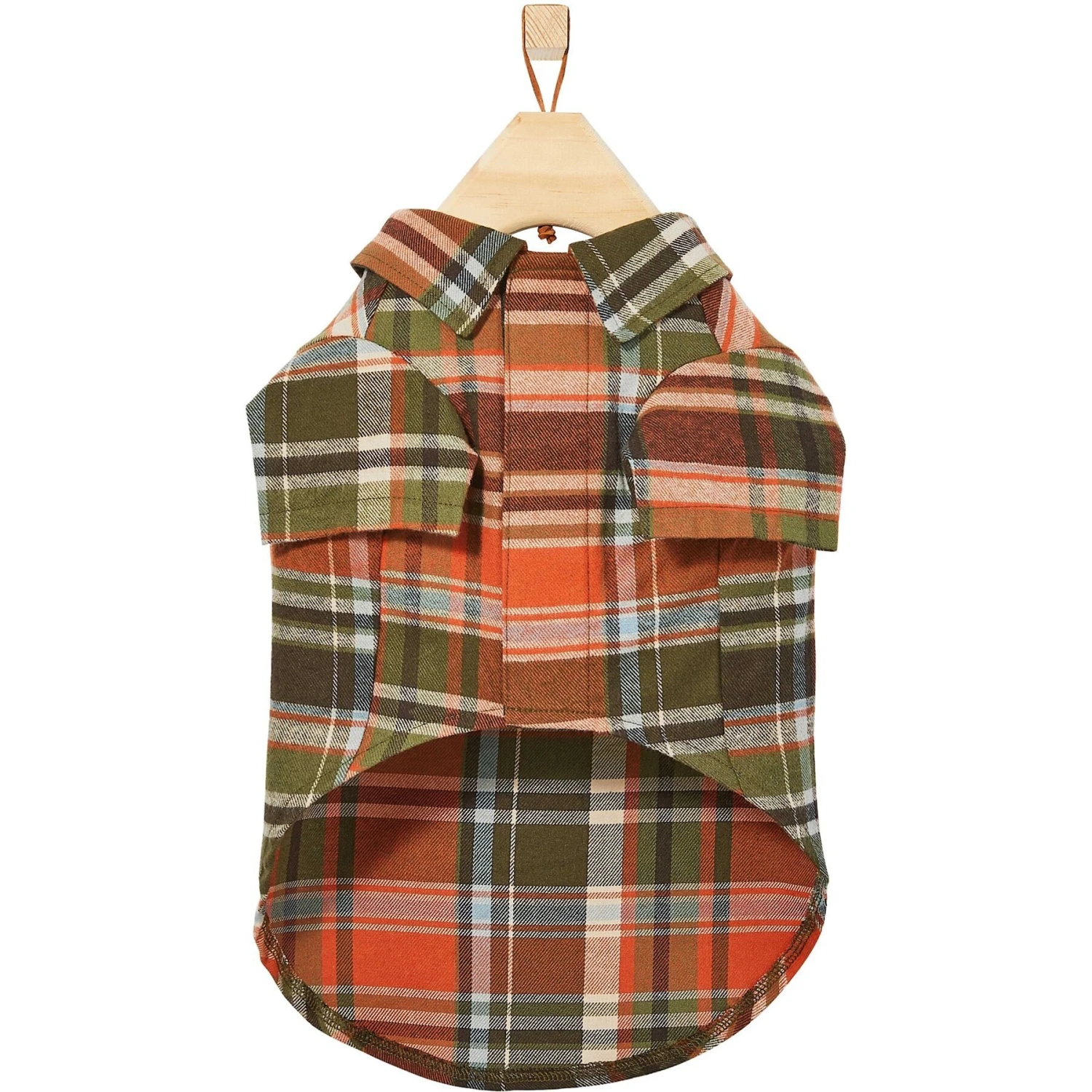 Frisco Orange & Olive Plaid Dog & Cat Flannel Shirt 5 Frisco Orange & Olive Plaid Dog & Cat Flannel Shirt - Image 5
