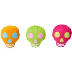 Frisco Colorful Skulls Plush Cat Toy With Catnip, 3 Count -Frisco 270325 PT2. AC SS1800 V1630350994