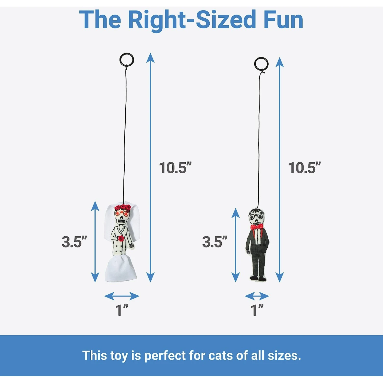 Frisco Sugar Skull Bride & Groom Bouncy Cat Toy With Catnip, 2 Count 2 Frisco Sugar Skull Bride & Groom Bouncy Cat Toy With Catnip, 2 Count - Image 2