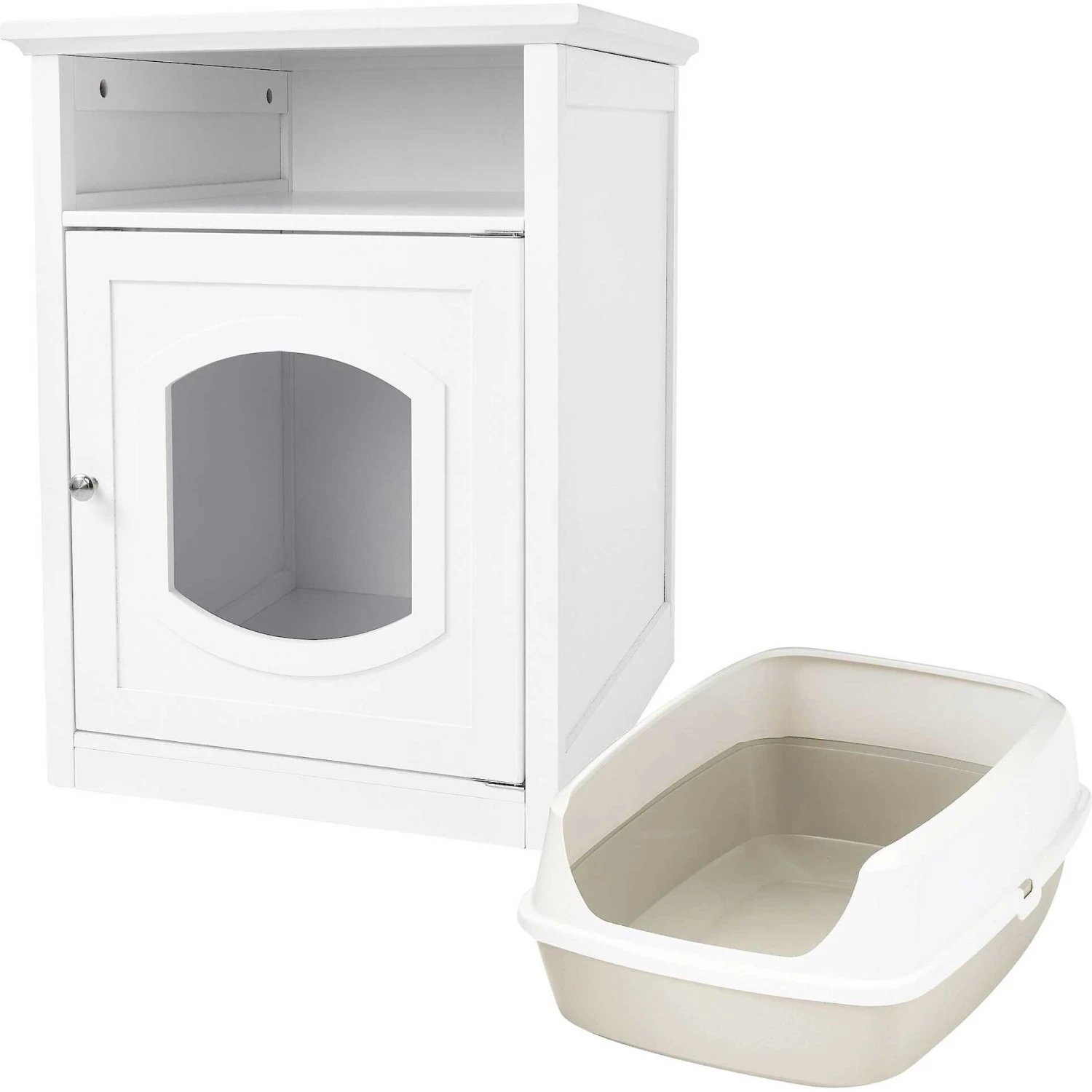 Frisco Decorative Side Table Cat Litter Box Cover & Frisco Open Top Cat Litter Box With Rim, Large 1 Frisco Decorative Side Table Cat Litter Box Cover & Frisco Open Top Cat Litter Box With Rim, Large