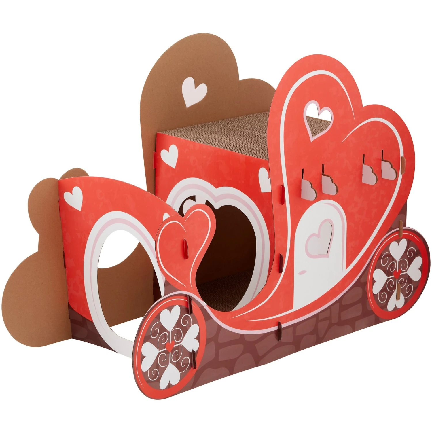 Frisco Valentine Love Carriage Cardboard Cat House, 2-Story 1 Frisco Valentine Love Carriage Cardboard Cat House, 2-Story