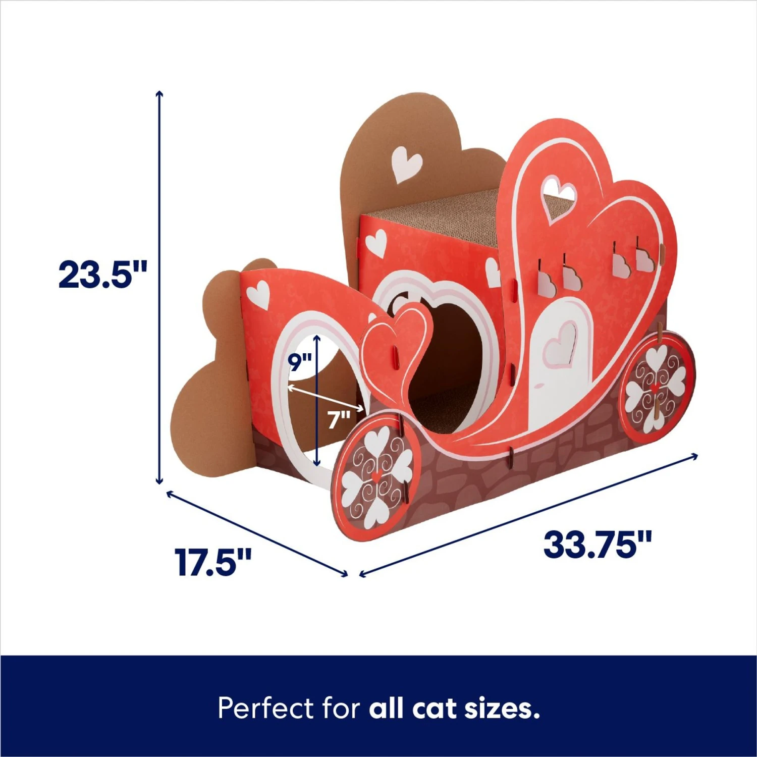 Frisco Valentine Love Carriage Cardboard Cat House, 2-Story 2 Frisco Valentine Love Carriage Cardboard Cat House, 2-Story - Image 2