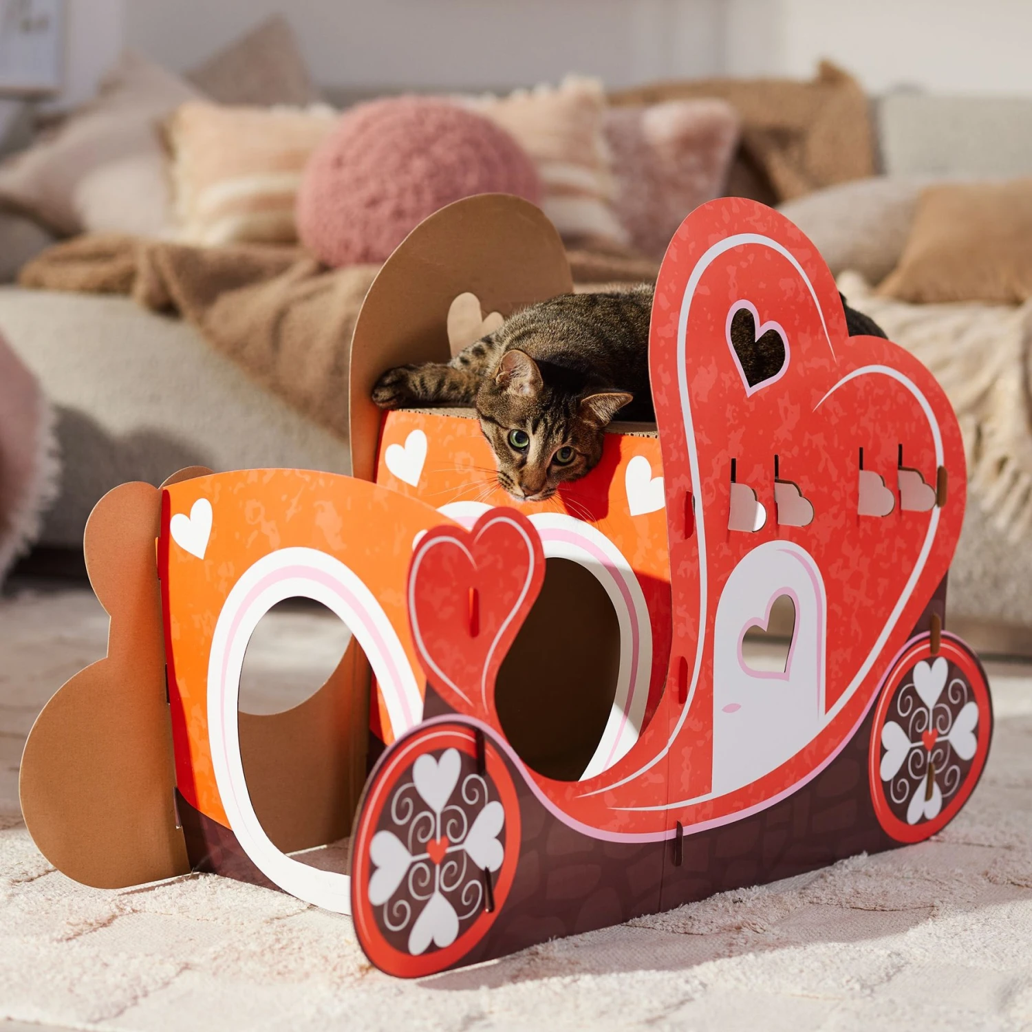Frisco Valentine Love Carriage Cardboard Cat House, 2-Story 5 Frisco Valentine Love Carriage Cardboard Cat House, 2-Story - Image 5