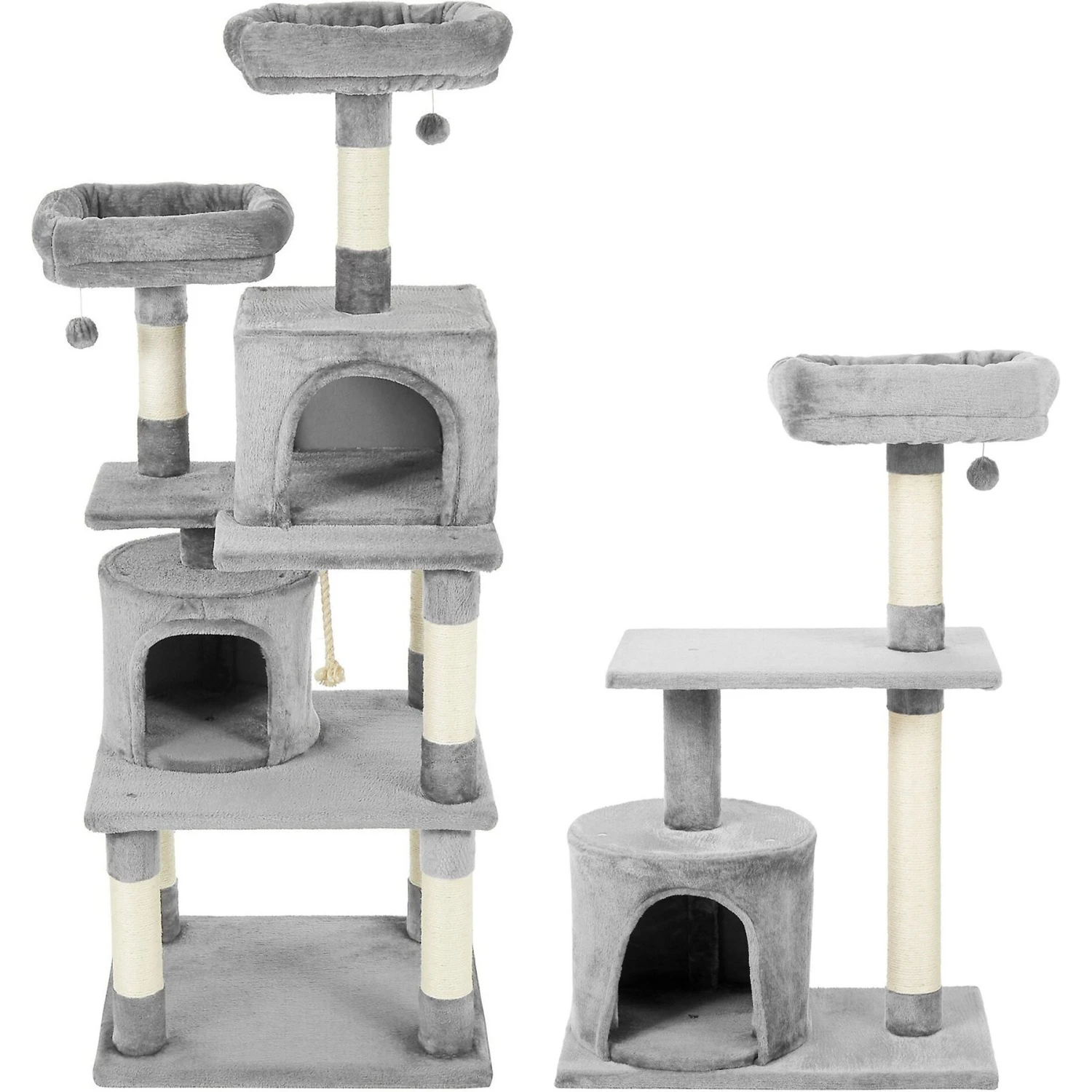 Frisco 61-in Faux Fur Cat Tree & Condo & Frisco 38-in Cat Tree With Condo, Top Perch & Toy 1 Frisco 61-in Faux Fur Cat Tree & Condo & Frisco 38-in Cat Tree With Condo, Top Perch & Toy