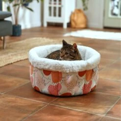Frisco 5 Frisco Sherpa High Walled Self-Warming Bolster Small Cat Bed, Calico Cat