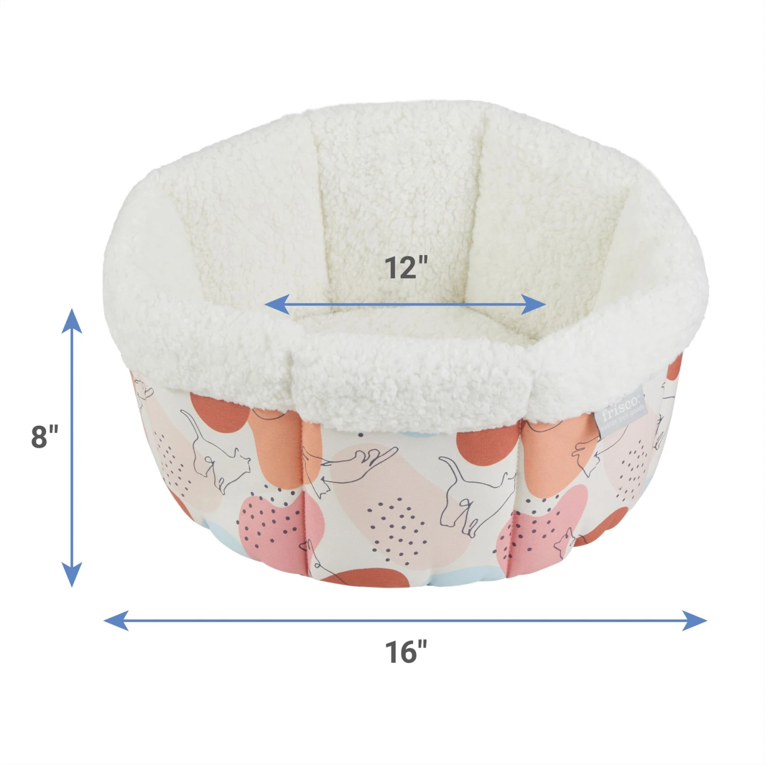 Frisco Sherpa High Walled Self-Warming Bolster Small Cat Bed, Calico Cat 2 Frisco Sherpa High Walled Self-Warming Bolster Small Cat Bed, Calico Cat - Image 2