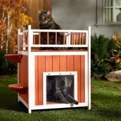 Frisco 23 Frisco Outdoor Wooden Cat House With Elevated Balcony Steps