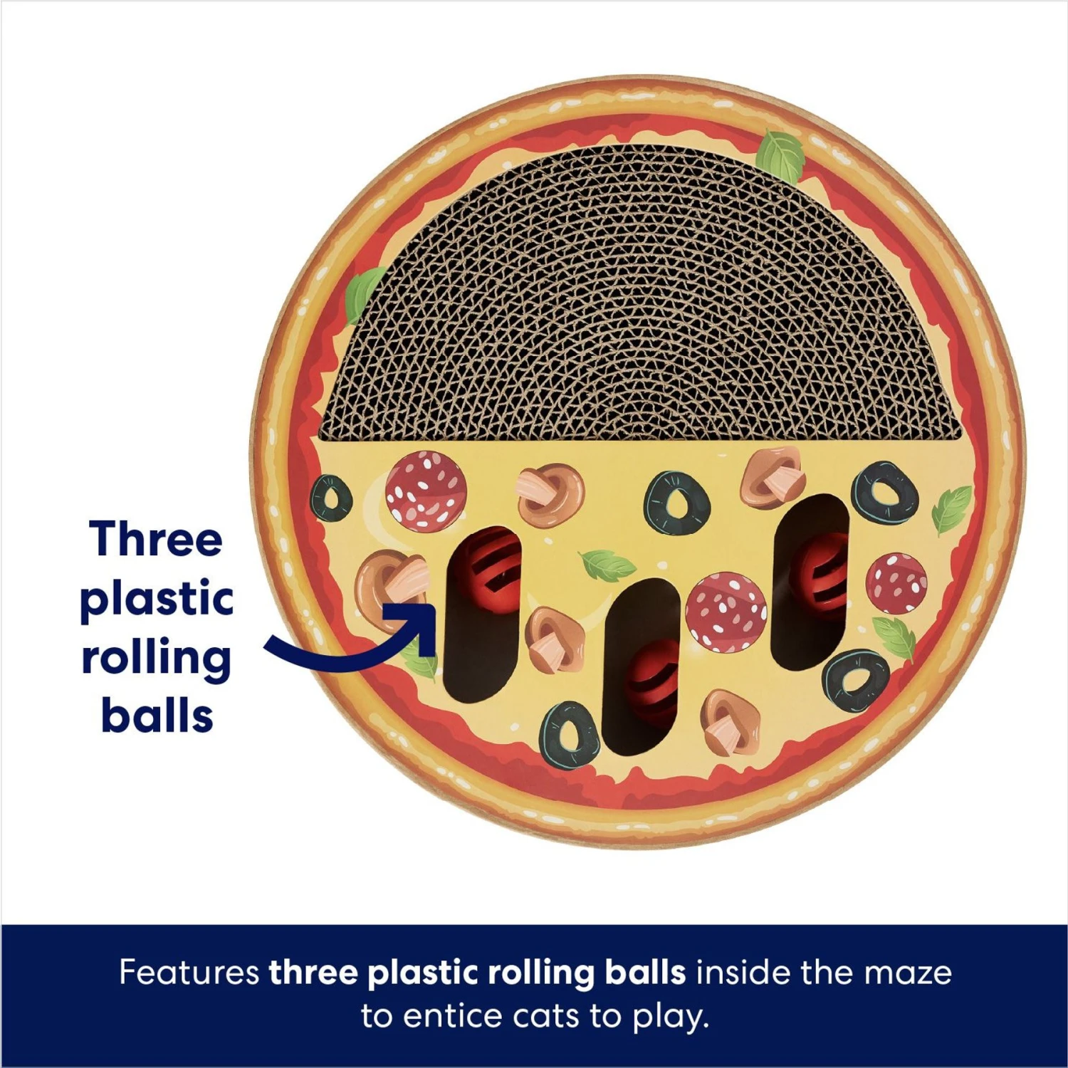 Frisco Interactive Maze & Scratch Cardboard Cat Toy With Catnip, Pizza 3 Frisco Interactive Maze & Scratch Cardboard Cat Toy With Catnip, Pizza - Image 3