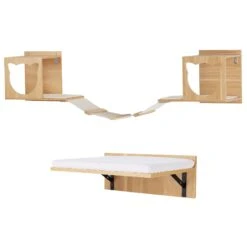 Frisco Cushioned Wall Mounted Cat Wall Shelf & Frisco Cat Silhouette With Bridge Wall Mounted Cat Wall Shelves