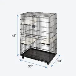 Frisco Collapsible Wire Cat Cage Playpen & Van Ness High Side Corner Cat Litter Pan, Blue -Frisco 933382 PT2. AC SS1800 V1692304951