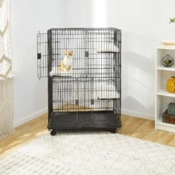 Frisco Collapsible Wire Cat Cage Playpen & Van Ness High Side Corner Cat Litter Pan, Blue -Frisco 933382 PT3. AC SS1800 V1692305267