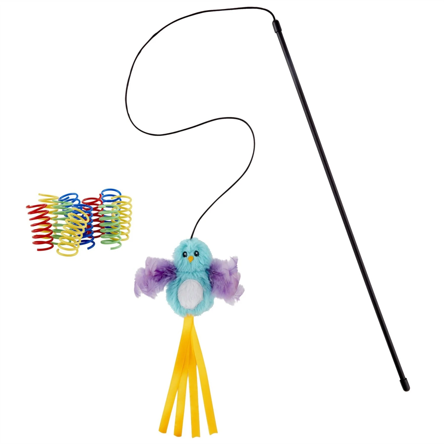 Frisco Colorful Springs Cat Toy & Frisco Bird With Feathers Teaser Wand Cat Toy With Catnip 1 Frisco Colorful Springs Cat Toy & Frisco Bird With Feathers Teaser Wand Cat Toy With Catnip