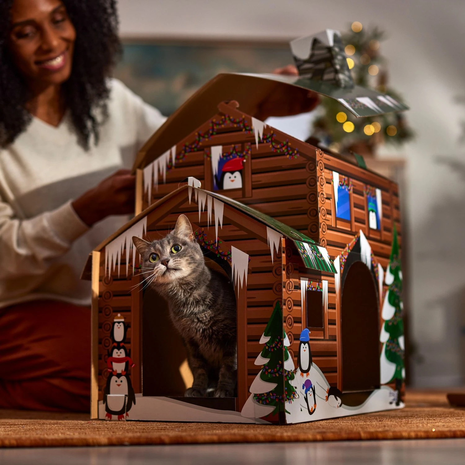 Frisco Holiday Log Cabin Cardboard Cat House & Frisco Holiday Christmas Tree Cardboard Cat House 5 Frisco Holiday Log Cabin Cardboard Cat House & Frisco Holiday Christmas Tree Cardboard Cat House - Image 5